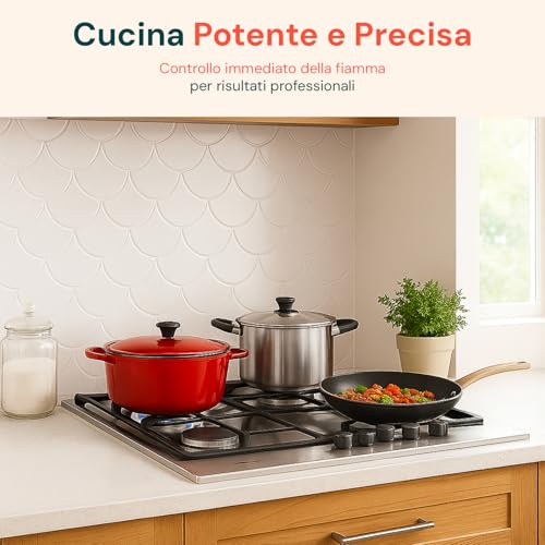 Wintem Piano Cottura 5 Fuochi Gas 90 Cm In Acciaio Inox Con Griglie In Ghisa – Cucina A Gas Professionale Per Casa - 5