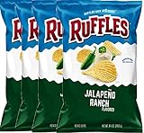 Ruffles Potato Chips Classic Hot Wings Flavored & Ruffles Jalapeno Ranch Potato Chips 8.5 Oz. Bag...