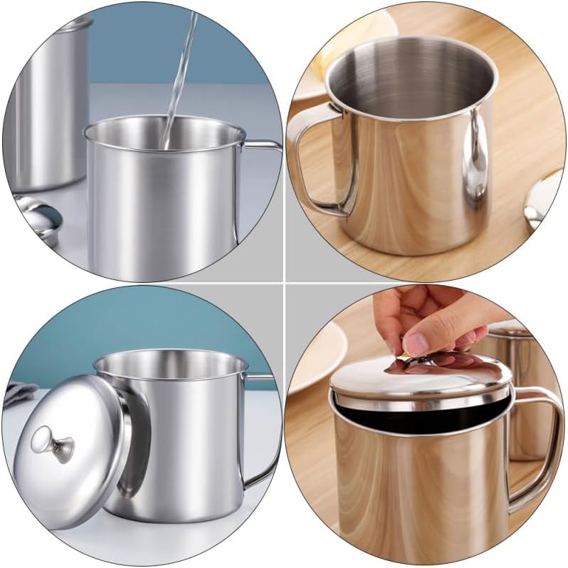 1pc Stainless Steel Milk Cup Rustproof Tea Cup with Lid Milk Cups Travel Beverage Mug Stainless Steel Cup Water Mug Drinking Cup for Home Camping - Image 9