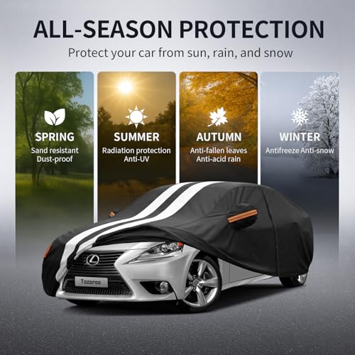 Multi-Layer Car Cover Custom Fit for Lexus IS250 IS250C IS300 IS350 (2005-2026), 100% Waterproof All Weather, Gift with Towel, Heavy Duty Car Covers for Rain Sun UV Protection with Door Zipper. by Tozaroa - Used condition - Image 4
