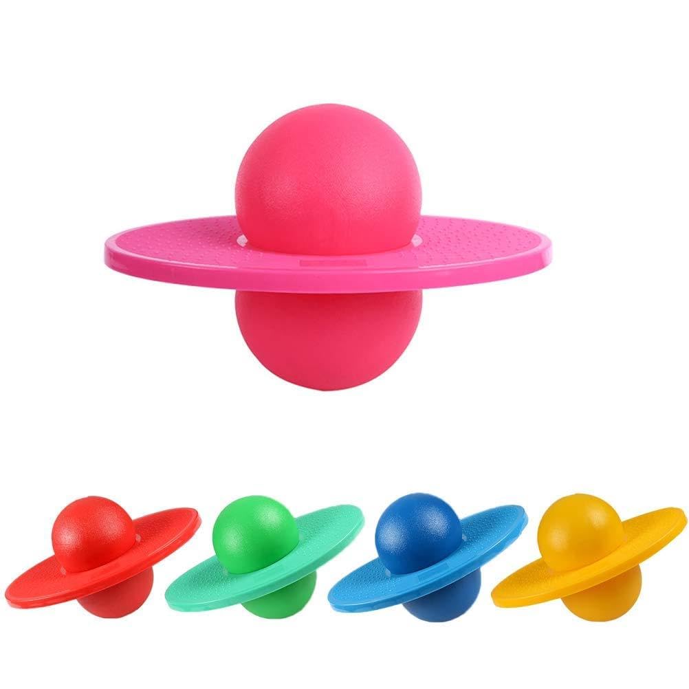 Funien Jumping Ball Balance Board [placeholder] Kids Exercise Bounce Space Ball Rock Hopper Pogo Jump Bounce Hop Outdoor Toy with PVC Platform for Children Exercise (pink)