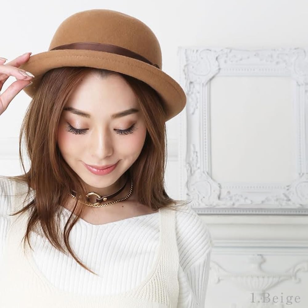 b*1様 ウールハット ボウラーハット グリーン 帽子 緑 超美品