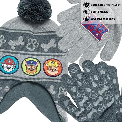 Image of Nickelodeon Boys Paw Patrol Winter Hat, 2 Pair Gloves or Mittens (Toddler /Little Boys)