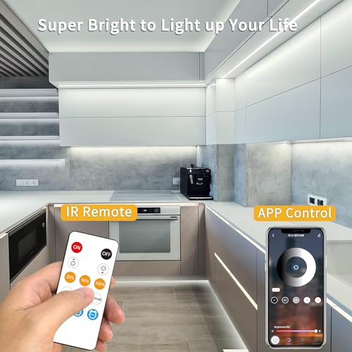 Image of COB LED Strip Lights 100ft,6000K DC 24V Dimmable White Flexible LED Rope Lights for Bedroom,with Remote and app Control LED Lights Strip for Living Room, Shelf, Cabinet(2 Rolls of 50ft)