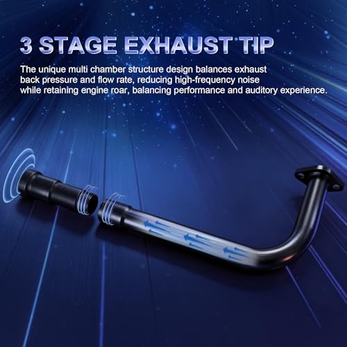 Black 3 Stage Exhaust Header Pipe,For Predator 212cc 196cc/6.5HP Go Kart and Gas Mini Bike,For Coleman Powersports CT200U BT200X CT200u-ex