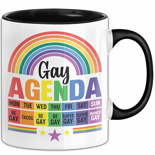 LGBTQ Tasse Geschenk Lesben Schuwle Geschenkidee Gay Pride Gay Agenda Kaffee-Becher (Schwarz)
