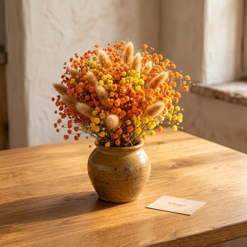 Ramo seco floral naranja y amarillo 17 pulgadas miniatura 2