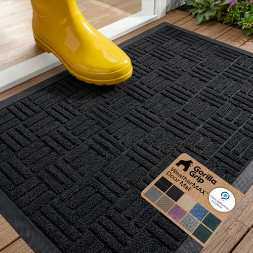 15 Best Door Mats to Welcome Guests in Style and Keep Your Floors Clean 3 GORILLA GRIP 100% Waterproof All-Season WeatherMAX Doormat US Designed Natural Rubber, Stain and Fade Resistant, Low Profile Indoor Outdoor Door Mats, Easy Clean Patio Mat, 29x17, Black Maze