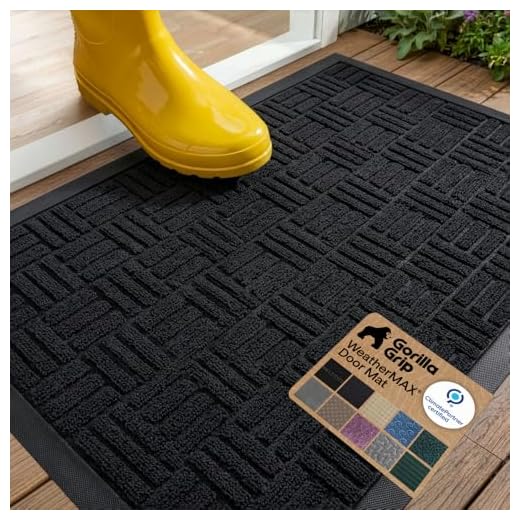 Gorilla Grip All-Season WeatherMax Doormat, Durable Natural Rubber, Stain and Fade Resistant, Low Profile, Indoor Outdoor Door Mats, Easy Clean Patio Entrance Mat, 17x29, Black Maze