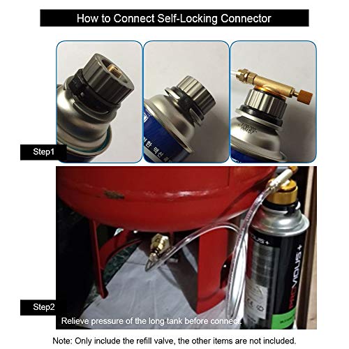 Fogão Externo, Romacci Válvula de recarga de gás propano Conector de recarga de gás Adaptador de tan