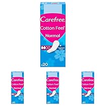 Carefree Salvaslip Cotton Feel Normal Fragranza Fresca, Salva slip donna 100% traspiranti per tutti i tipi di slip, Morbidi proteggi slip che si adattano ai movimenti del corpo, 20 salvaslip