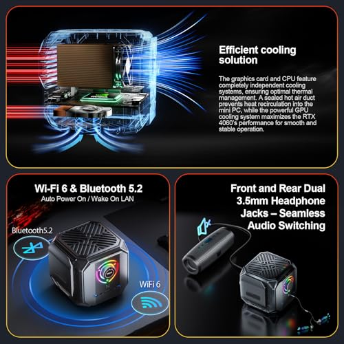 Image of Mini Gaming PC - GeForce RTX 4060 8GB GDDR6 Desktop Computer, i9 12900H (14C /20T, 5.0GHz Max) 32GB DDR5 RAM 1TB PCIe 4.0 SSD, 4x Display /Thunderbolt 4 /Wi-Fi 6 /BT 5.0 /2x 2.5G LAN /Win 11 Pro /SD