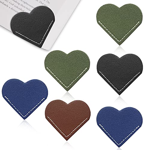 Smliekate 6 Pcs Leather Heart Bookmark, Corner Page Book Marks For Women, Kids, Book Accessories For Reading Lover, Cute Handmade Book Reading Gift For Book Lovers. #TOP15