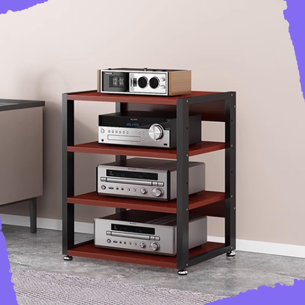 Wytrzymały stojak na media AV, stojak na komponenty audio 90 cm do wzmacniacza HiFi i odbiornika stereo, idealny wyświetlacz do przechowywania płyt i sprzętu multimedialnego