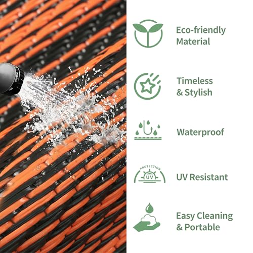 Image of GENIMO Fall Decor Outdoor Rug, Plastic Rugs for Patio, 6'x9' Carbon Orange