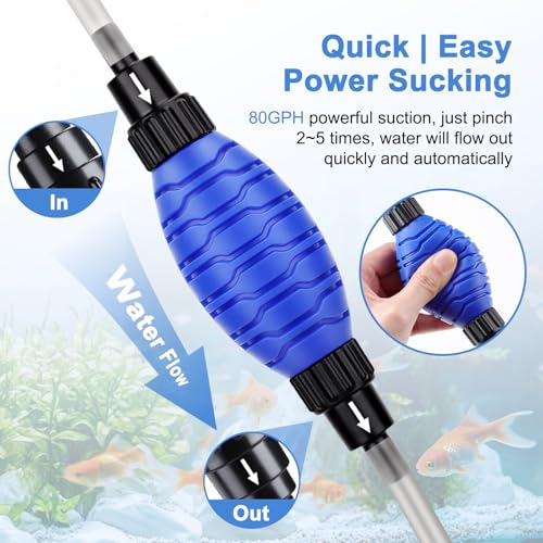Image of fishkeeper Siphon Ball Pump Head Replacement - Compatible with FK018 and Most Manual Aquarium Gravel Cleaners, 80GPH High Pressure Quick Start Vacuum Pump for Easy Water Change (Small)