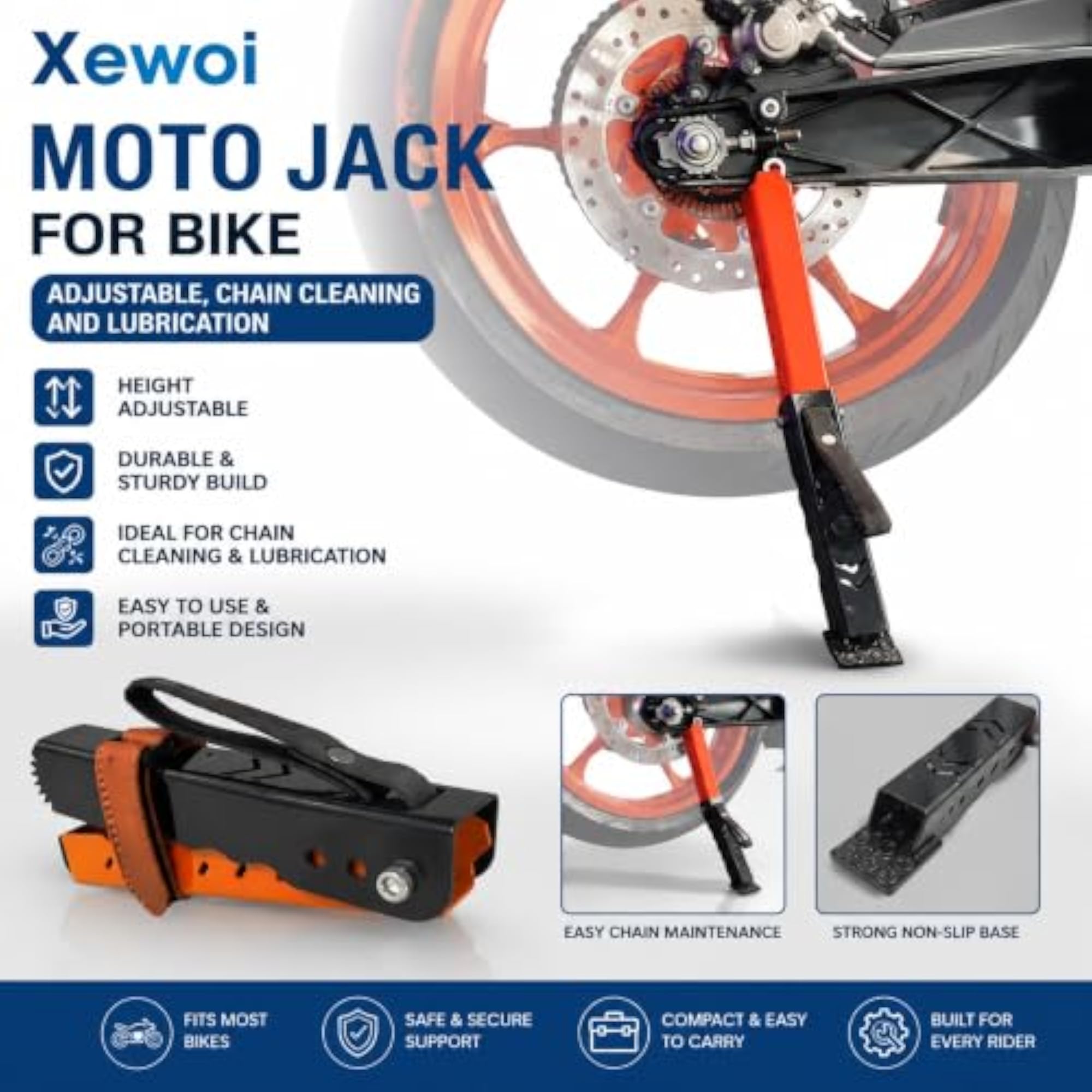 Moto Jack for Bike Adjustable, Heavy Duty Motorcycle Wheel Roller Paddock Jack