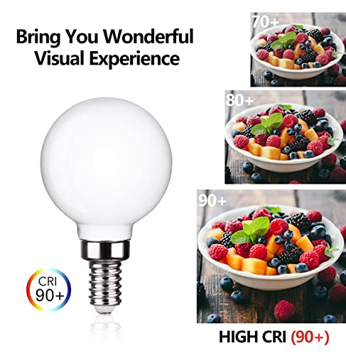 Kgc 6 Pack E12 G50 Led Edison Bulb, Dimmable Led Candelabra Bulb 5.5W Equivalent To 60W 500Lumens, E12 Chandelier Base Led Globe Bulbs For Chandelier,Vanity And Ceiling Fan Light Bulbs Milky Glass #TOP4