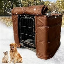 Dog Crate Insulation Cover Privacy Cover, Waterproof Windproof Pet Kennel Covers, Keep Pets Cozy & Warm, Rolling Door Design, for Outdoors, Dog, CatBrown,115x75x105cm/45x30x41in