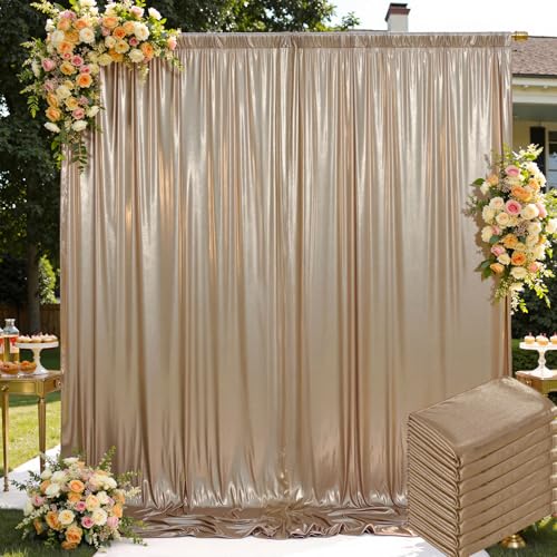 Image of 40x10 ft Wrinkle Free Champagne Sequin Backdrop Curtain for Parties,Thick Not Fall-Off Glitter Backdrop Drapes,8 Panels 5x10ft Shimmer Photo Back Drop Cloth for Wedding Birthday Photography Background