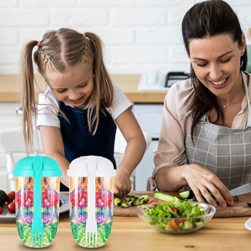 Joeleli 2022 New Fresh Salad Cup To Go Salad Meal Shaker Cup With Fork & Salad Dressing Holder Health Salad Container Portable Vegetable Breakfast Salad Cup Perfect For Work, Travel, Picnic（White） #TOP5