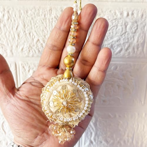 Image of Adikala Craft Store Handmade Ethnic Latkan Tassel Set of 2 for Saree Pallu, Blouse, Suits, Dupatta, Lehenga Decor (Round Nalki)