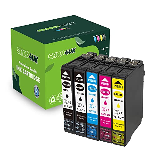 shop4uk 603 XL Ink Cartridges 5 x Compatible with Epson 603xl ink cartridges XP-2100-2105-2150-2155-3100-3105-3150-3155-4100-4105-4150-4155 Workforce WF-2810-2820-2830-2835-2840-2845-2850