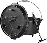 Dutch Oven, 13.2 Quart Cast Iron Dutch Oven, Pre-Seasoned Cast Iron Dutch Oven, With Lid Lifter Handle & stand, With Feet, Dual Function Lid Griddle for Cooking Camping Home BBQ