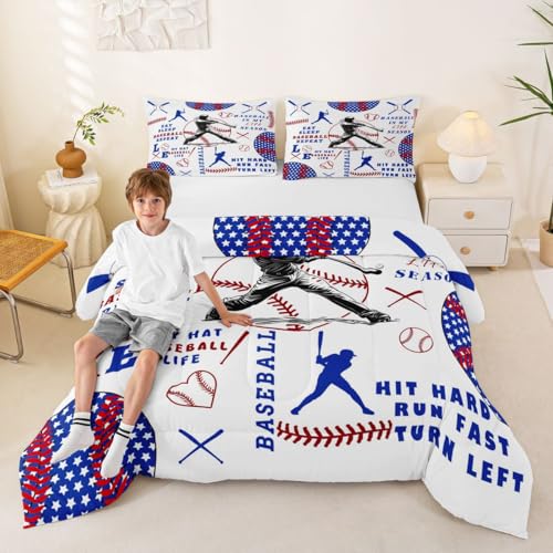 Image of Feelyou Personalized Baseball Comforter Set Bedding Queen Size for Kids
