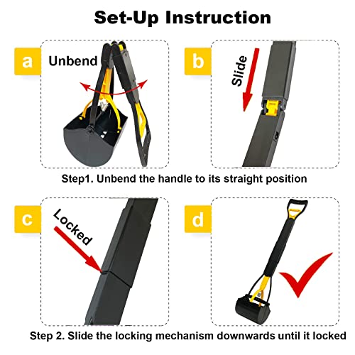 Image of ienjoyed 32 inch Tall Pooper Scooper, Large Pooper Scooper for Dogs Heavy Duty, Dog Pooper Scooper with Long Handle & High Strength Durable Spring, Foldable Dog Poop Pick Up, Yellow