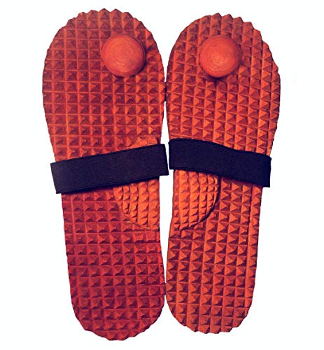 Image of INDIGENOUS Wooden Acupressure Massager Khadau Health Care Slippers for Acupuncture or Acupressure Therapy /Therapeutic /Great Relaxing Slippers for Both Men and Women (Size-9)