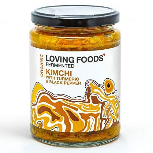 Loving Foods Orgánico Kimchi Cúrcuma & Pimienta Negra Kimchi (500g) CRUDO | SIN PASTEURIZAR | VIVO (1 x Jar)
