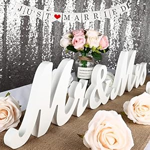 Wedding Decorations Set Large Mr and Mrs Sign Just Married Banner Mr Mrs Signs for Wedding Table Wooden Letters Wedding Decor Wedding Decorations for Reception Ceremony White