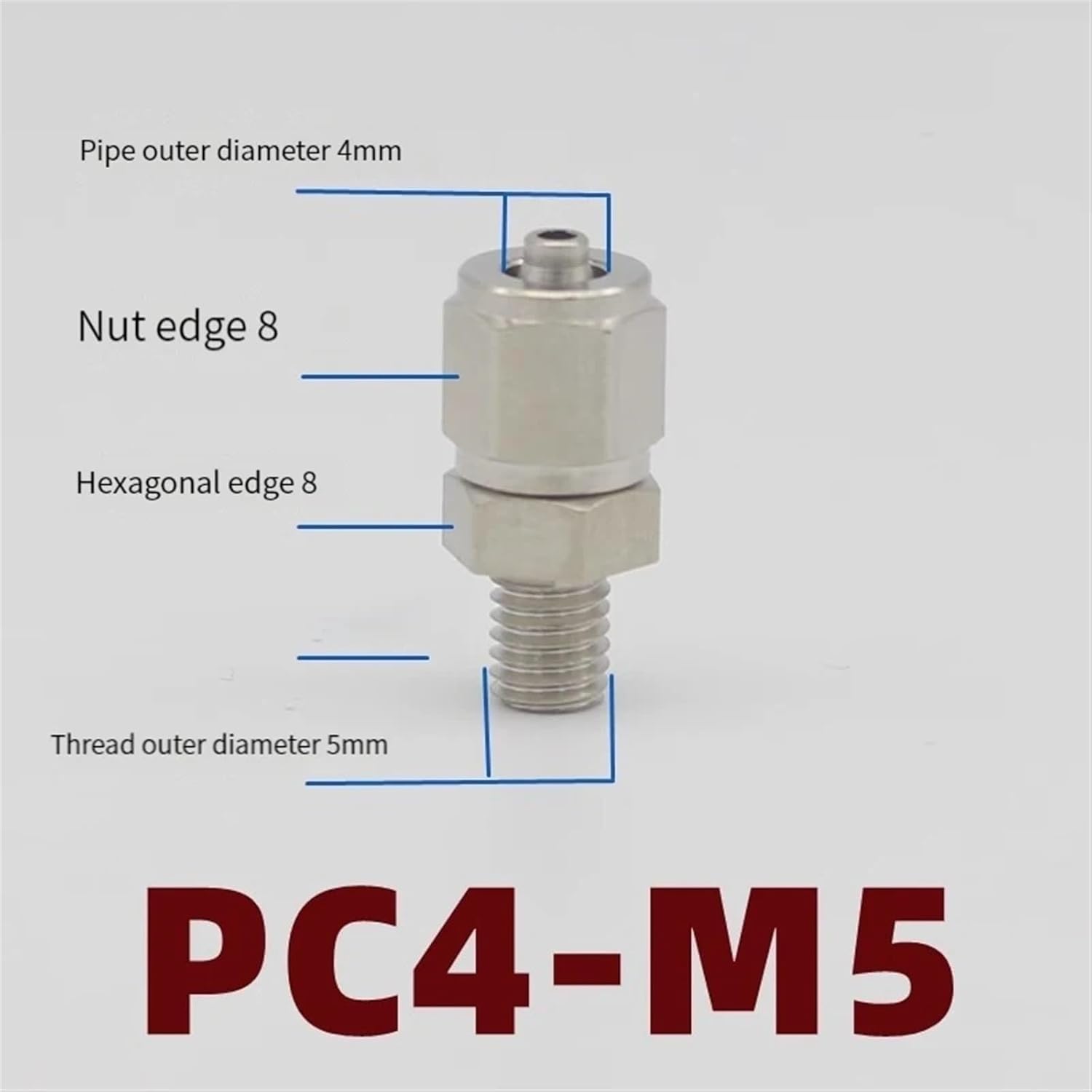 Quick connector For hose Tube Connectors OD pc 4 6 8 10 12 16mm Thread-m5 m6 1/8 3/8 1/2" 1/4"BSPT air pneumatic pipe fittings(KPC4-M5,1PCS)