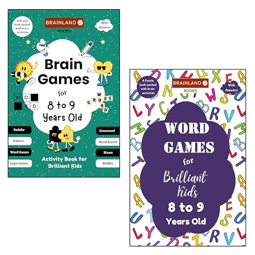 Image of Brain Games and Word Games for Brilliant Kids - 8 to 9 Years Old - Activity Book for Kids - Set of 2 Books | Memory Games | Best Birthday Gift | Vocabulary Booster