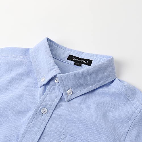 Spring&Gege Boys' Short Sleeve Uniform Oxford Shirt Cotton Solid Button Down Dress Shirts (4-14 Years)3