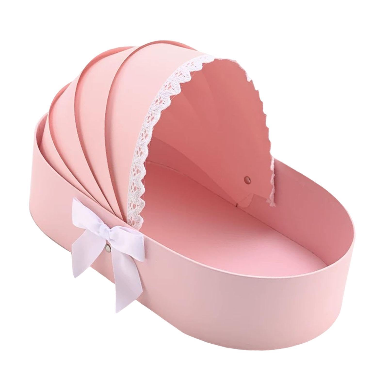 Amagogo Cardboard Flower Basket Cradle Flower Box Flowers Arrangement Case Paper Cardboard Box Gift Boxes Cradle Floral Basket for Mother Her Birthday Mother's Day, Pink
