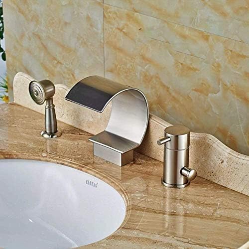 Kitchen Taps 3 Pieces Deck Mounted Bathtub Faucet Sink Faucet Brushed Nickel Single Handle Faucet