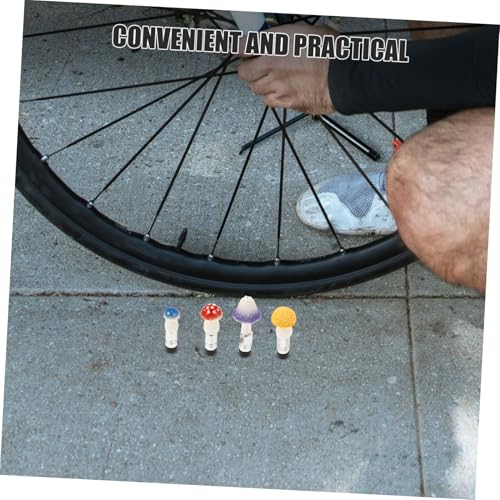 LIOOBO 4 piezas Tapones de Válvula de Neumático con Diseño de Hongo Divertido para Coches, Bicicletas y Camiones miniatura 5