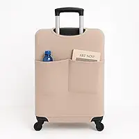 Capa Protetora para Mala de Viagem com Bolso Canguru, Resistente e Segura, Ideal para Uso em Aeroportos e Viagens Nacionais e Internacionais (Bege,P - 8 até 10kg)