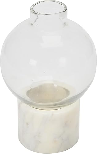 Bloomingville Jarrón de vidrio en soporte de mármol