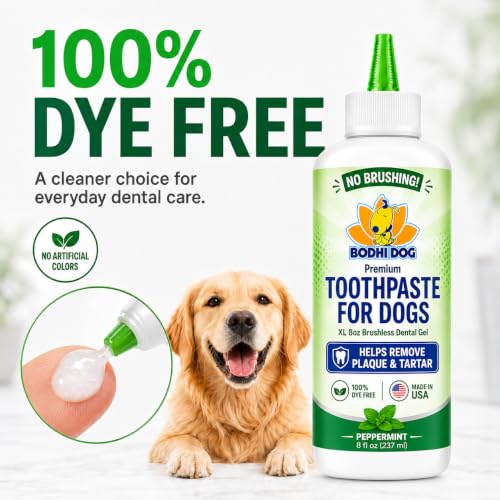 Bodhi Dog Pet Dental Gel - Toothpaste for Dogs & Cats - Plaque Remover & Breath Freshener - Thicker Formula - Safe & Non-Toxic - Helps Prevent Tartar Build-Up - Made in USA (8 Fl Oz)