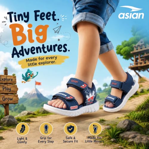 Image of ASIAN Virat Junior-11 Sports Sandals | Soft Cushion Comfort, Adjustable Velcro Fit, Lightweight & Durable | Outdoor Play Sandals for Boys & Girls