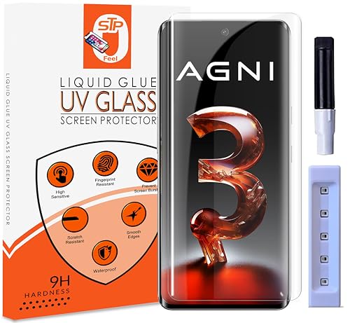 Image of UV Premium Tempered Glass Screen Protector Guard Compatible For Lava Agni 3 5G (6.78 Inch, Pack of 1) Full Adhesive UV Curved Case Friendly HD Clarity with easy installation kit Smartphone