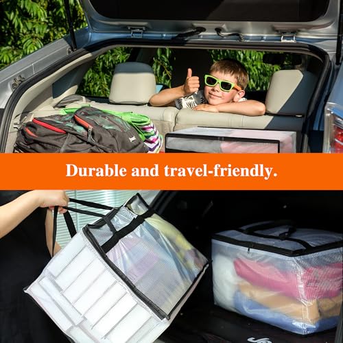 Vieshful 3 Stück 60L Faltbare Aufbewahrungstasche groß aus Transparentem PVC mit Reißverschluss & Griff – Kleideraufbewahrung & Organisation für Kleidung, Bettwäsche, Umzugskartons, Kleiderschrank