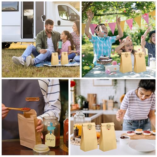 60 torebka papierowych, małe brązowe, 9 x 5,5 x 18 cm, torebki kraft odporne na olej, do słodyczy i nasion