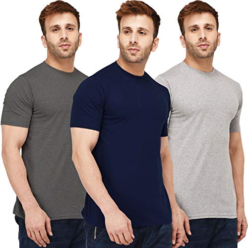 Image of Solid Men Half Sleeve Round Neck T-Shirt (Pack of 3)