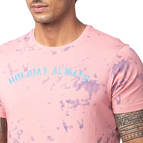 Image of Spykar Men's Slim Fit Round Neck Half Sleeve Printed Casual T-Shirt