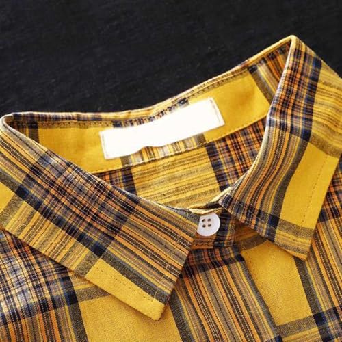 Plaid Shirts for Women Trendy Button Down Plus Size Cardigan Work Long Sleeve Loose Gingham Jackets Open Front Outfits3