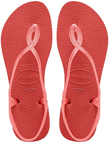 Image of Havaianas Women's Luna Flip Flop Sandals, Around Ankle Straps, Roman Sandal,Coral New,41 /42 BR (11-12 M US)